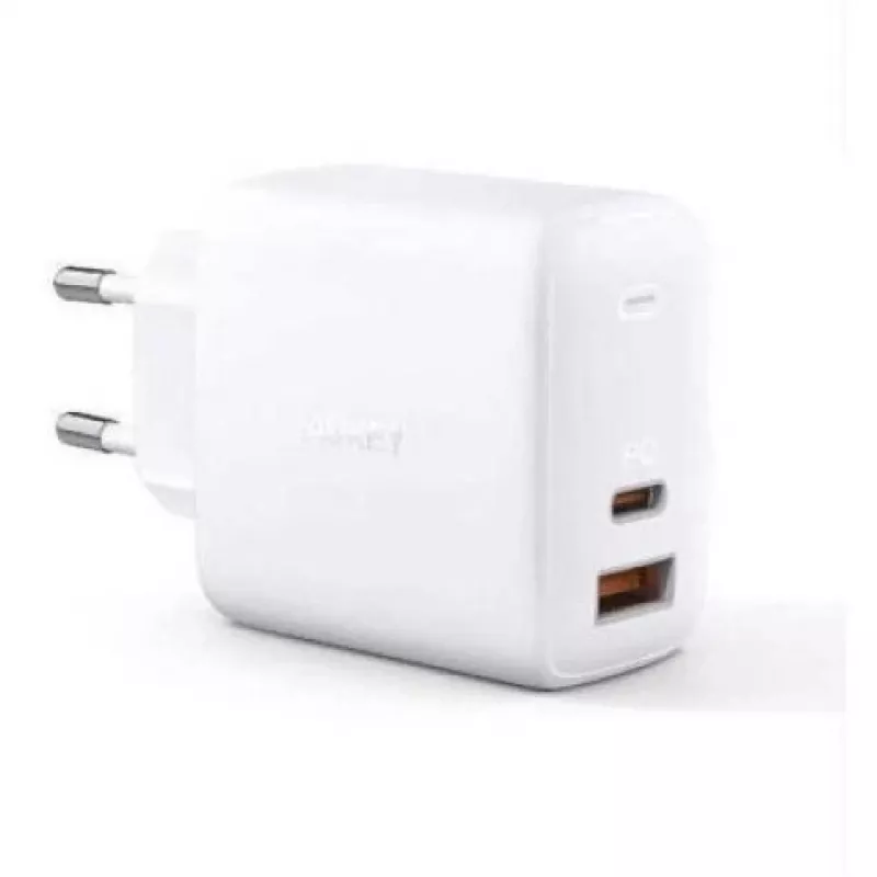 Nástenná nabíjačka Aukey PA-B3 biela GaN 65W USB-C / USB-A rýchlonabíjačka