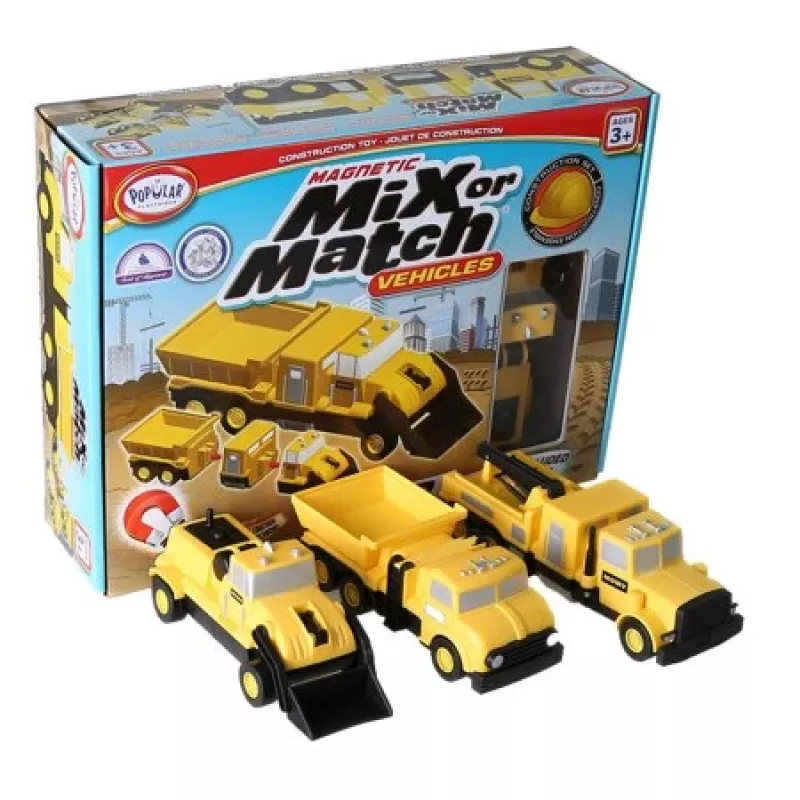 Sada vozidiel Popular Playthings Mix or Match Vehicles Construction čierna žltá