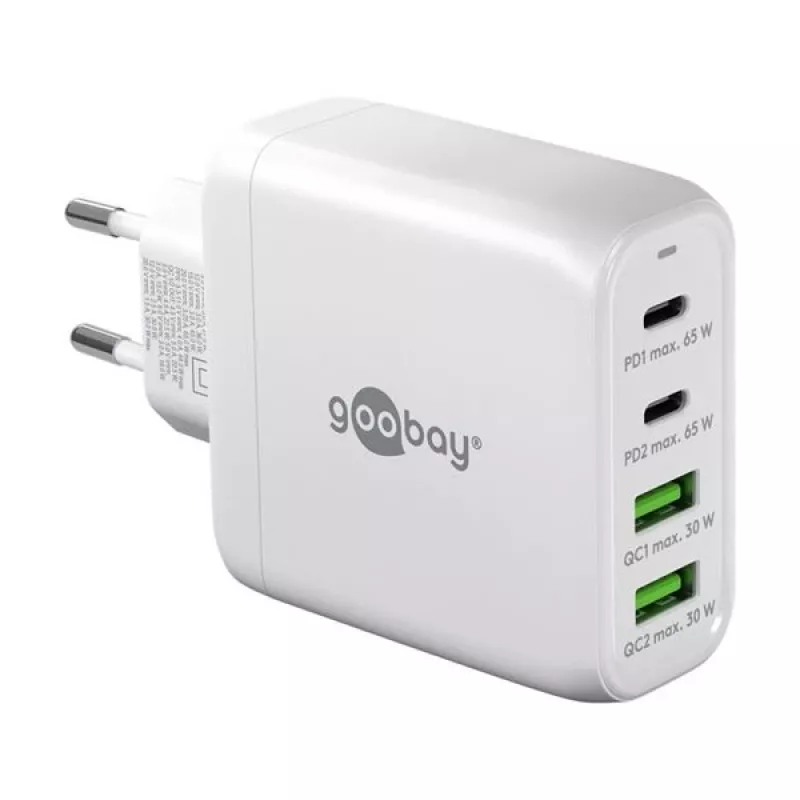 Goobay 64818 nabíjačka pre mobilné zariadenia slúchadlá – notebook – smartfón biela AC rýchlonabíjanie interiérová (64818)