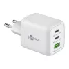USB-C rýchlonabíjačka Nano, PD, GaN, 65 Watt (biela, 1x USB-A, 2x USB-C PD, Charge 3.0)