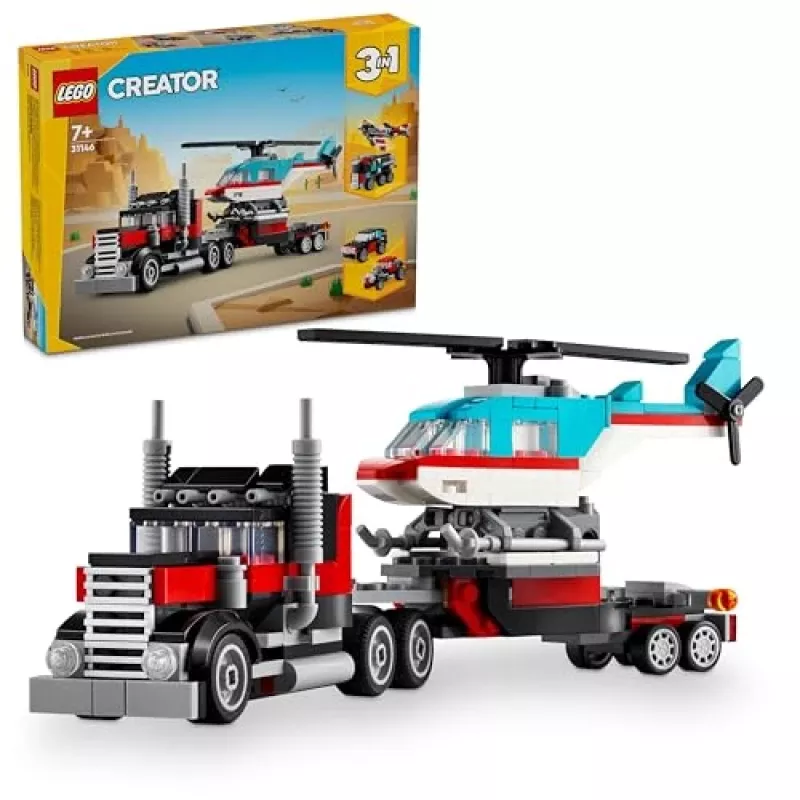 LEGO Creator 3-in-1 31146 Nákladné auto s plošinou a vrtuľník