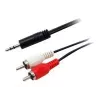 Equip 3,5 mm samec na 2x RCA samec stereo audio kábel, 2,5 m, 3,5 mm, samec, 2 x RCA, samec, 2,5 m, čierna