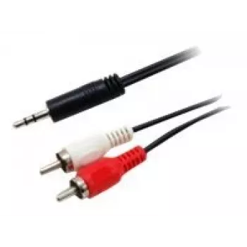 Equip 3,5 mm samec na 2x RCA samec stereo audio kábel, 2,5 m, 3,5 mm, samec, 2 x RCA, samec, 2,5 m, čierna