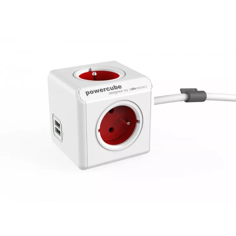Allocacoc PowerCube Extended USB 1,5M RED 2402 RD konektivita príslušenstvo červená