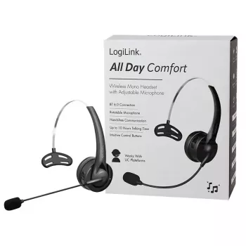 LogiLink BT0075 Bluetooth 6.0 mono headset s flexibilným mikrofónom, čierny