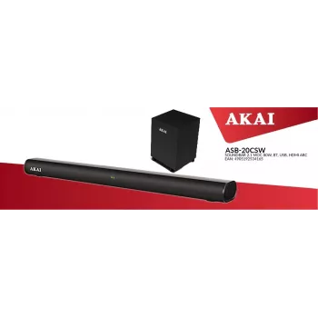 AKAI Soundbar ASB-20CSW 2.1 80W bezdrôtový subwoofer Bluetooth 5.0 HDMI ARC