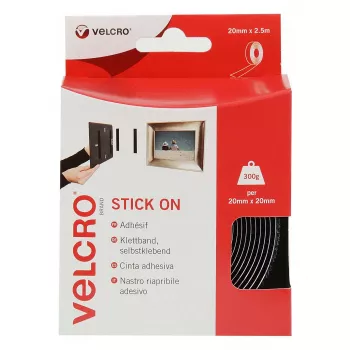 VELCRO VEL-EC60215 samolepiaca suchá pásky, 20 mm x 2,5 m, čierna