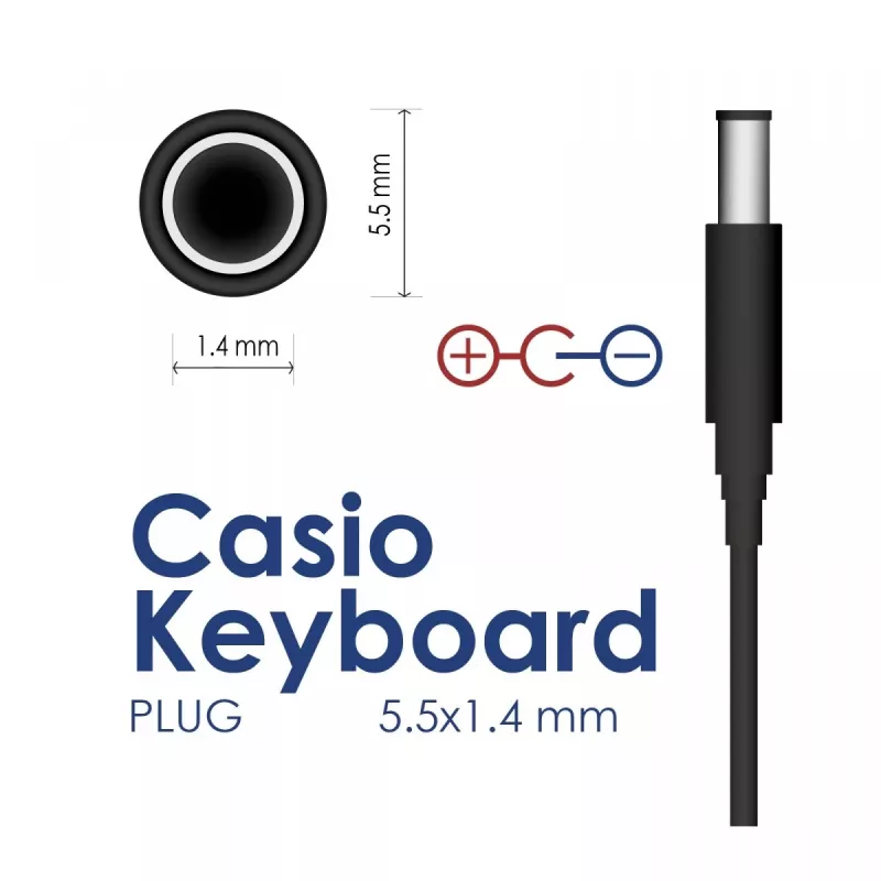 Akyga AK-PD-32 napájací zdroj pre klávesy Casio, 9 V, 1 A, 9 W, 5,5 x 1,4 mm, 1,5 m