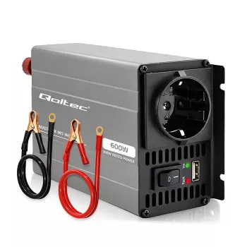 Qoltec MS menič napätia 12V na 230V 300/600W USB kompatibilný s LiFePO4 GEL AGM