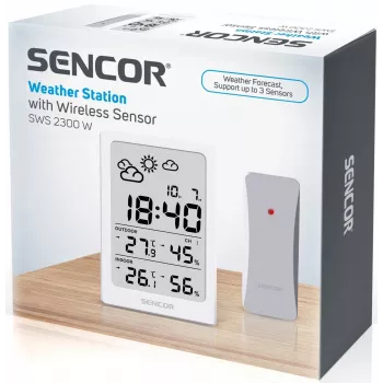 SENCOR multifunkčná stanica SWS 2300 W - meteorologická stanica s hodinami, budíkom a vonkajším senzorom