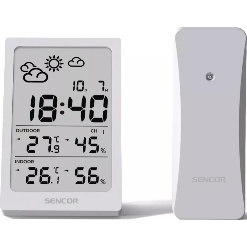 SENCOR multifunkčná stanica SWS 2300 W - meteorologická stanica s hodinami, budíkom a vonkajším senzorom
