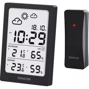 SENCOR multifunkčná meteorologická stanica SWS 2300 B - rádiom riadené hodiny, vnútorná/vonkajšia teplota a vlhkosť vzduchu, bezdrôtový senzor