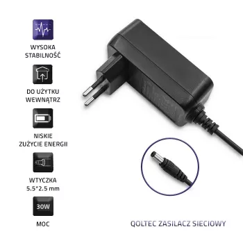 Qoltec napájací zdroj 30W 15V 2A 5,5x2,5mm čierny