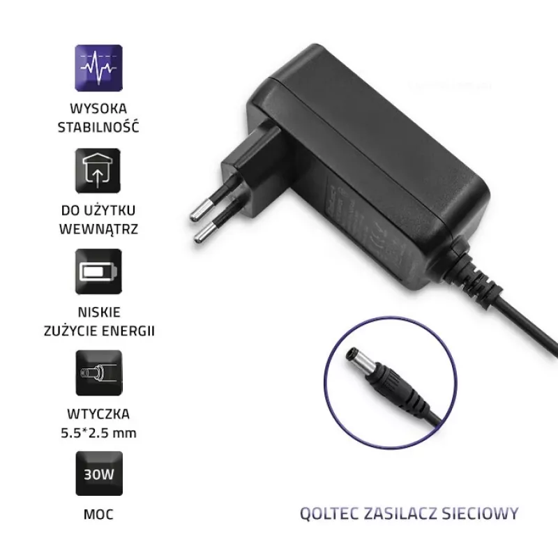 Qoltec napájací zdroj 30W 15V 2A 5,5x2,5mm čierny