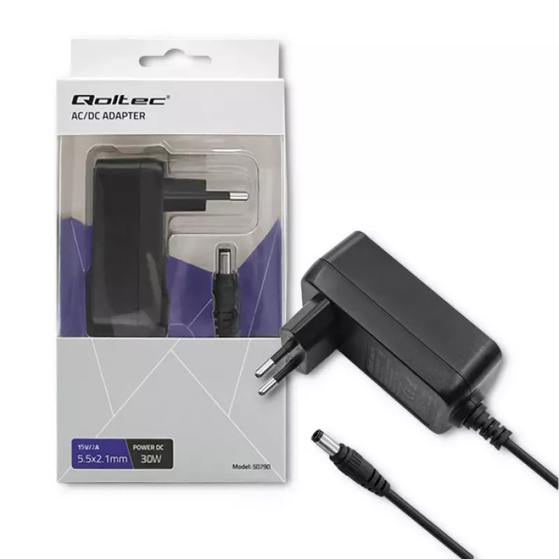 Qoltec napájací zdroj 30W 15V 2A 5,5x2,5mm čierny