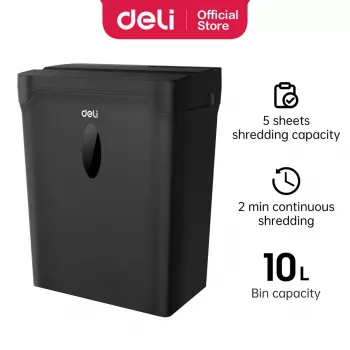 DELI ET014 skartovačka na papier cross-cut, 10 listov, bezpečnosť P-4, 21L nádoba, čierna