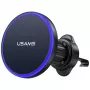 USAMS magnetický držiak do vetracích mriežok pre smartfóny, 360° rotácia, čierny