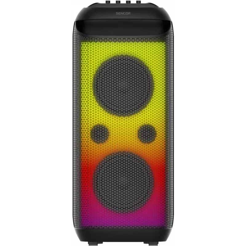 SENCOR Partycon CORE Power 140W Prenosný Bluetooth reproduktor s TWS, IPX4, RGB LED, karaoke, čierny