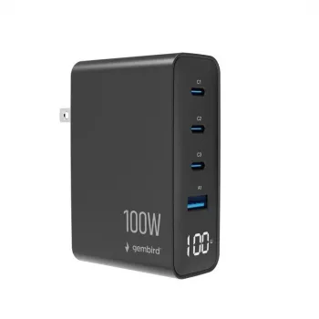 GEMBIRD GaN rýchla nabíjačka 4x USB 100W čierna