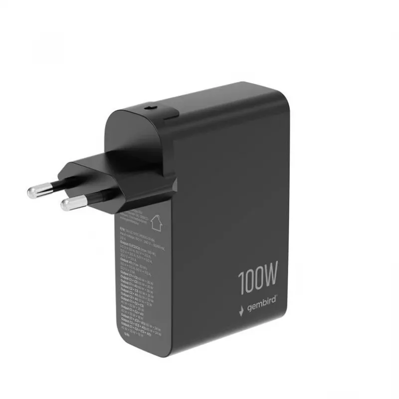 GEMBIRD GaN rýchla nabíjačka 4x USB 100W čierna