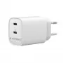 Gembird TA-UC-2C-PD45-01-W 45W USB-C dvojportová nástenná nabíjačka biela