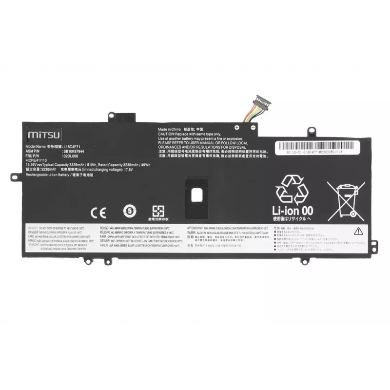 MITSU batéria pre Lenovo ThinkPad X1 Yoga 4 5 Carbon 7 8 3325 mAh (51 Wh) 15.36V