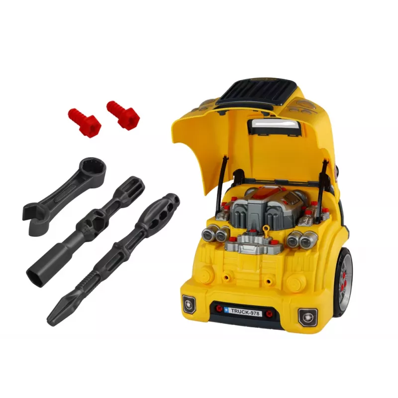LEAN TOYS dielňa motor autobus rozoberanie DIY sada žltá
