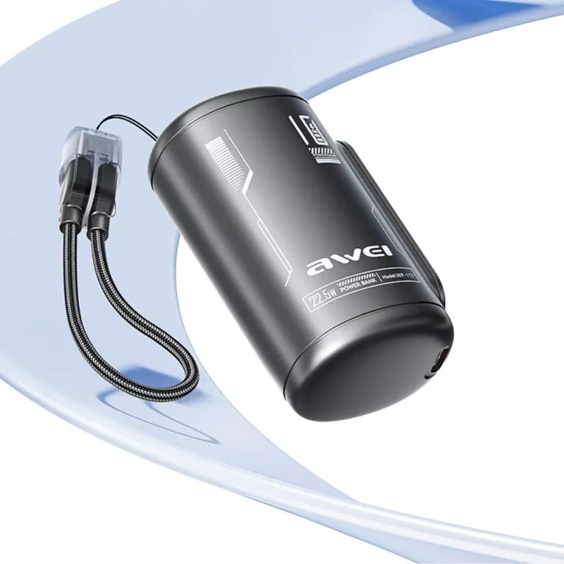 AWEI WP-117 power banka 10000mAh 22.5W 3C2xUSB-C čierna