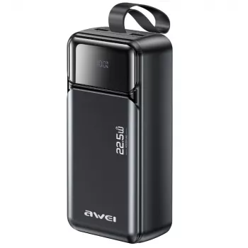 AWEI PA-105 power banka 40000mAh 22.5W PD QC 3.0 USB-C čierna