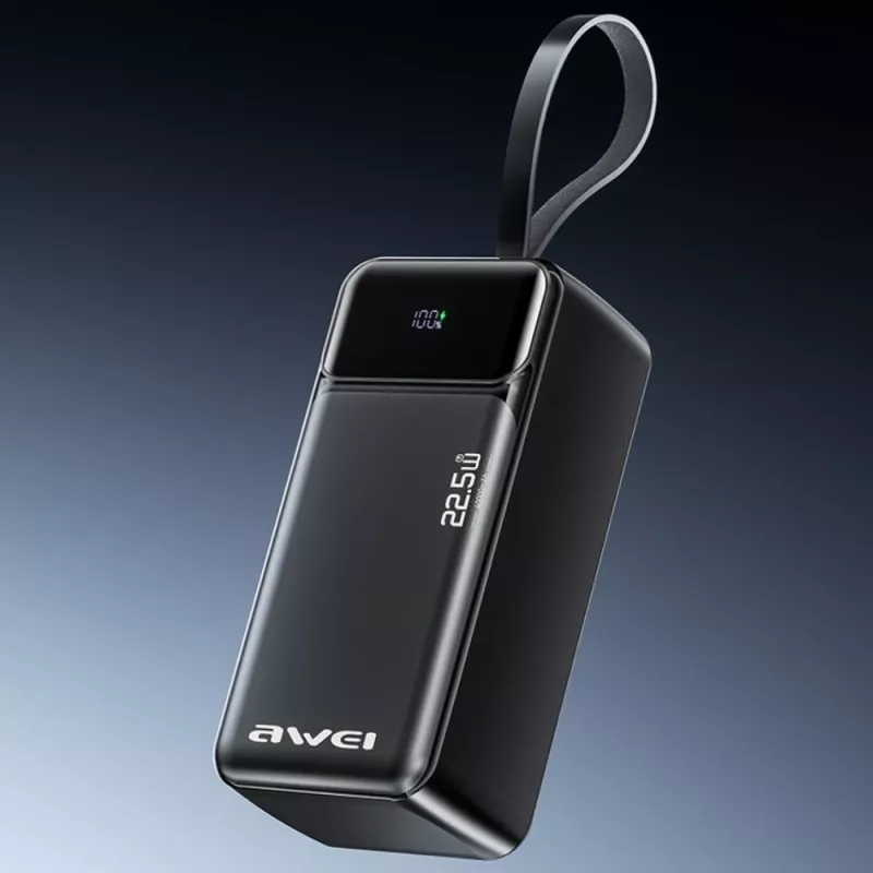 AWEI PA-105 power banka 40000mAh 22.5W PD QC 3.0 USB-C čierna