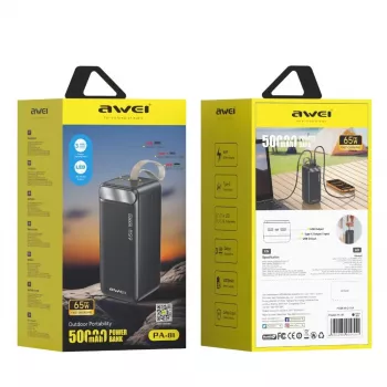 AWEI PA-81 power banka 50000mAh 65W PD 2xUSB-A/USB-C čierna