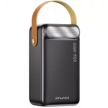 AWEI PA-82 power banka 60000mAh 65W PD 2xUSB-A/USB-C čierna