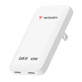 Verbatim Slim GaN nabíjačka 2 porty 65W (EU/UK/US) biela