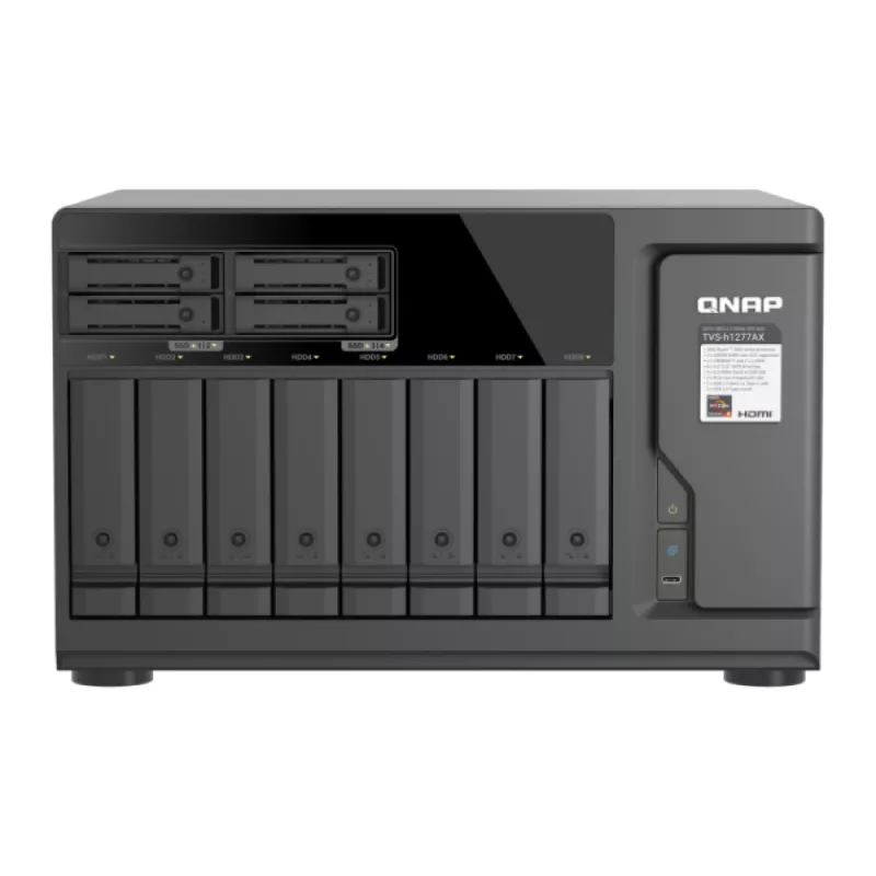 NAS QuTS hero s 12 pozíciami QNAP TVS-h1277AX-R5-16G, 8x 3.5 SATA + 4