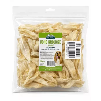 PTI PETITTO králičie uši psie maškrty, bez kožušiny, 500 g