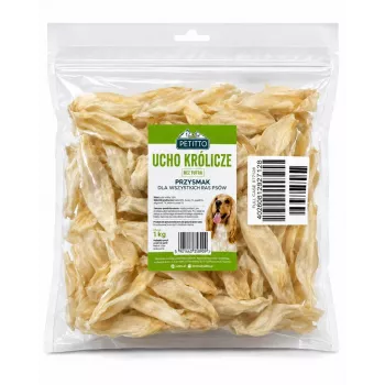 PETITTO králičie ucho žuvacia maškrta pre psov - bez kožušiny, 1 kg