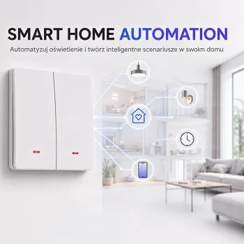 QOLTEC Smart Light Switch WiFi 2-gang časovač Tuya biela