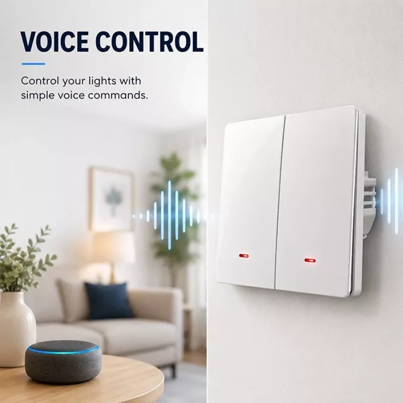 QOLTEC Smart Light Switch WiFi 2-gang časovač Tuya biela