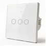 Qoltec Smart Touch svetelný vypínač 3-násobný Wi-Fi časovač Tuya biely