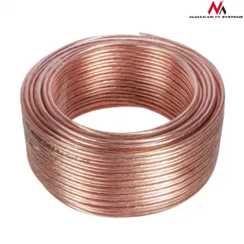MACLEAN MCTV-512 reproduktorový kábel 100m 2x1,5mm² transparentný OFC kotúč