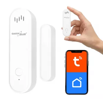 GREENBLUE GB478 bezdrôtový WiFi senzor dverí/okna – inteligentný magnetický kontakt, Tuya & Gosund App, Alexa/Google, na batérie, biela