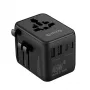 Crong One World Travel Adapter GaN 45W UK/EU/US/AU čierny