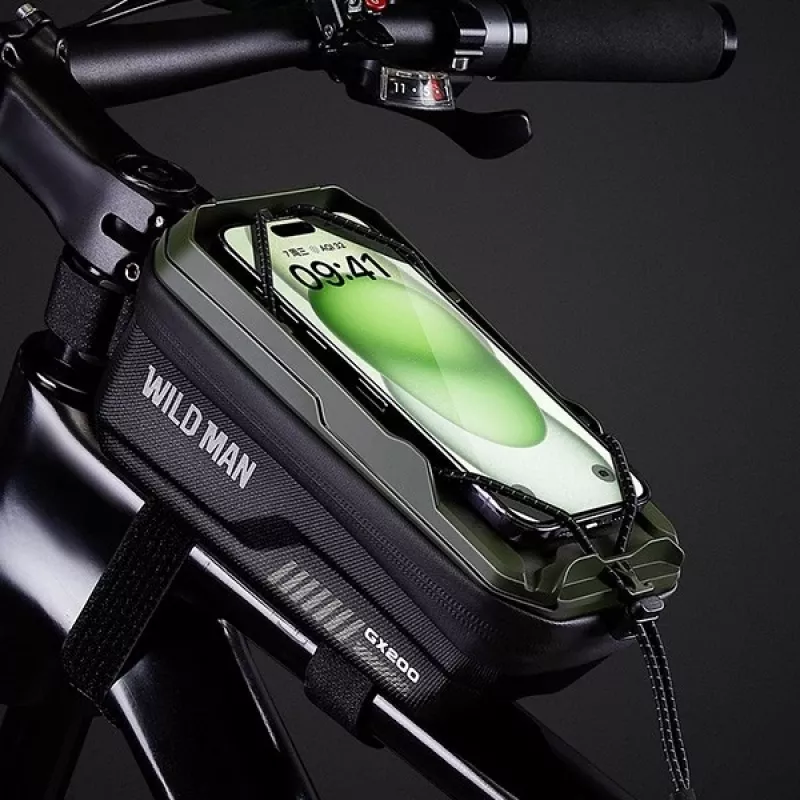 WILDMAN GX200 cyklistická rámová taška s držiakom na mobil, zelená