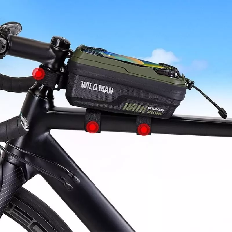 WILDMAN GX200 cyklistická rámová taška s držiakom na mobil, zelená