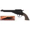 PULIO Cowboy revolver kovový 8-ranný hračkárska pištoľ - čierna/strieborná s hnedými rukoväťami