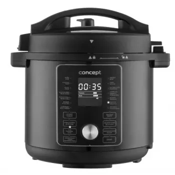CONCEPT CK8000 multivarný hrniec s funkciou teplovzdušnej fritézy, 6L hrniec, 3,5L košík, 1500W, 10 programov, čierna/strieborná