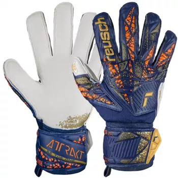Reusch Attrakt Grip brankárske rukavice tmavomodrá/biela/svietivá oranžová veľkosť 11