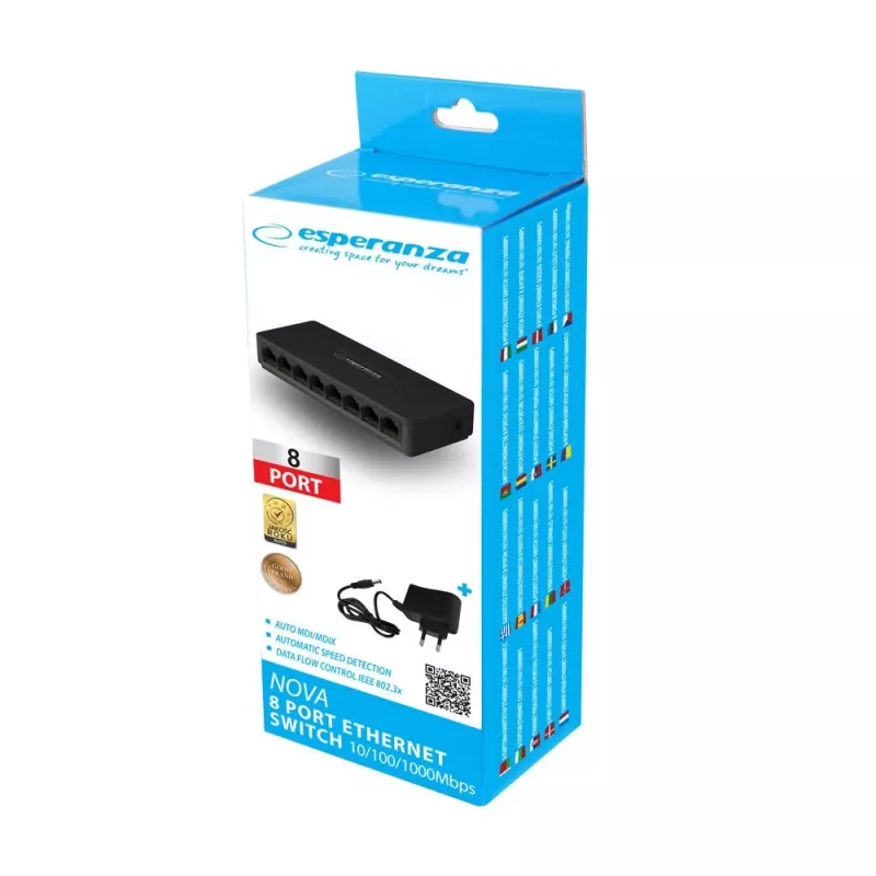 Esperanza NOVA ENS104 8-portový Gigabit switch 10/100/1000