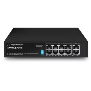 Esperanza 10-portový PoE+ switch 10/100/1000 120W MATRIX ENS108