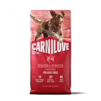 CARNILOVE ACTIVE suché krmivo pre psov s divinou, sobom a diviakom pre aktívnych dospelých psov všetkých plemien 12 kg
